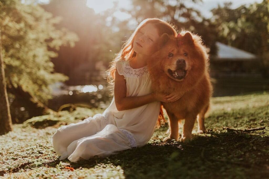 girl and dog